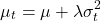 \[\mu_t = \mu + \lambda\sigma^2_t\]