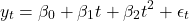 \[y_t = \beta_0 + \beta_1 t + \beta_2 t^2 + \epsilon_t\]