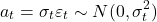 \[a_t = \sigma_t \varepsilon_t \sim N(0, \sigma^2_t)\]