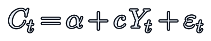 Função consumo estocástica: C_t = alfa + c Y_t + epsilon_t