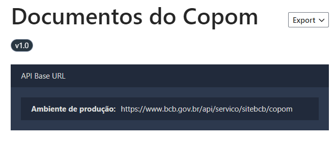 Documentação da API de documentos do COPOM no portal de dados abertos do Banco Central, uma das fontes de dados para text mining